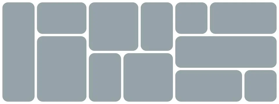 Grey bento grid horizontal moodboard overlay design mockup isolated on Illustrazione stock