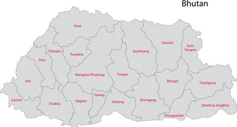 Grey Bhutan map Stock Illustration