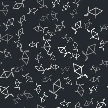 Grey Bicycle frame icon isolated seamless pattern on black background. Vector Illustrazione stock