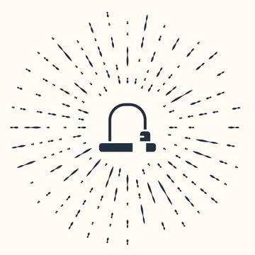 Grey Bicycle lock U shaped industrial icon isolated on beige background Stock Illustration