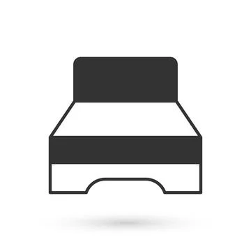 Grey Big bed for two or one person icon isolated on white background. Vector Stock Illustration
