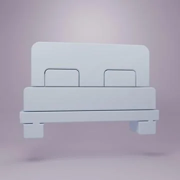 Grey Big bed for two or one person icon isolated on purple background. Mini.. Stock Illustration