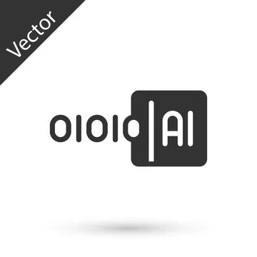 Grey Binary code icon isolated on white background. Vector 스톡 일러스트