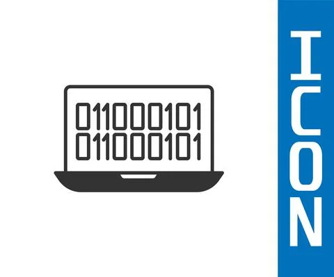 Grey Binary code icon isolated on white background. Vector Stock Illustration