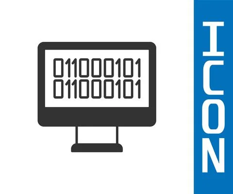 Grey Binary code icon isolated on white background. Vector Stock Illustration