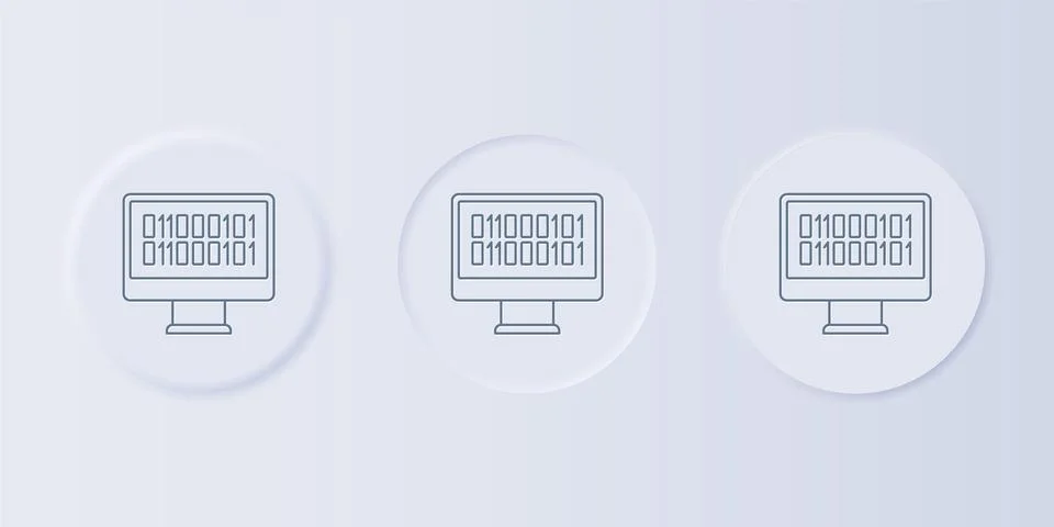 Grey Binary code icon isolated on grey background. Set icons in square butt.. Stockillustratie