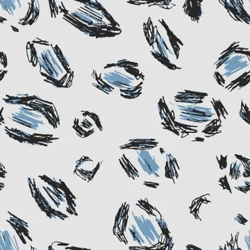 Grey, black, blue leopard print skin. Seamless pattern background. Stock Illustration