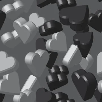 Grey Black Hearts Seamless Pattern Stock-Illustration