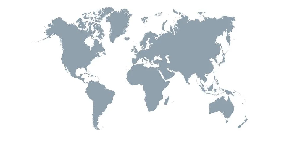 Grey blank world map. Stock Illustration
