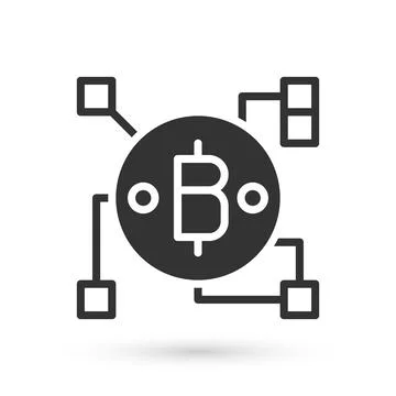 Grey Blockchain technology Bitcoin icon isolated on white background. Abstract 스톡 일러스트