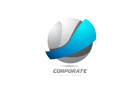 Grey blue 3d sphere corporate business creative logo icon design Stock Illustration