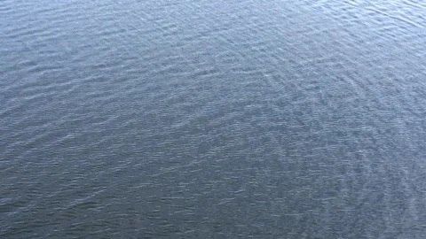 Grey blue river surface with small wind ripples, top view, abstract backgroun Stock Footage 336400096