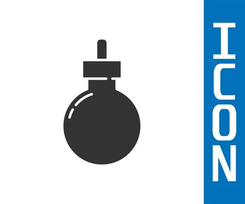 Grey Bomb ready to explode icon isolated on white background. Happy Halloween Stock Illustration