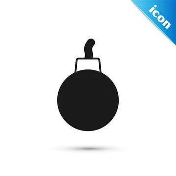 Grey Bomb ready to explode icon isolated on white background. Vector 库存插图