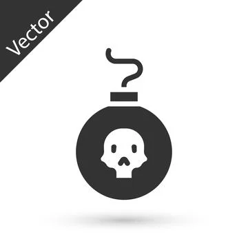 Grey Bomb ready to explode icon isolated on white background. Vector 库存插图