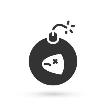 Grey Bomb ready to explode icon isolated on white background. Vector Stock Illustration