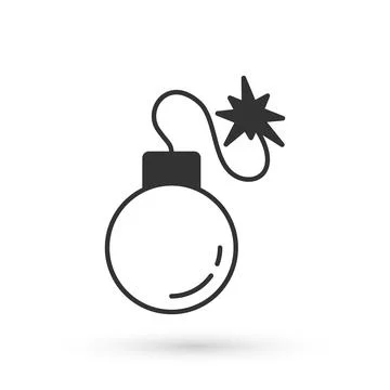 Grey Bomb ready to explode icon isolated on white background. Vector Illustrazione stock