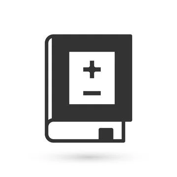 Grey Book with mathematics icon isolated on white background. Math book Stock Illustration