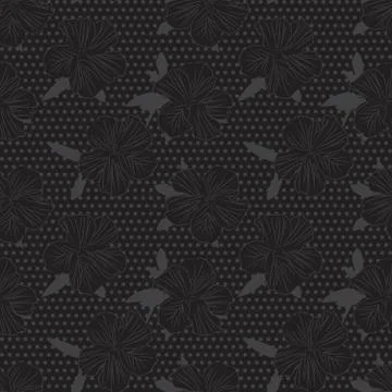 Grey Botanical Floral Seamless Pattern with dotted Background Illustrazione stock