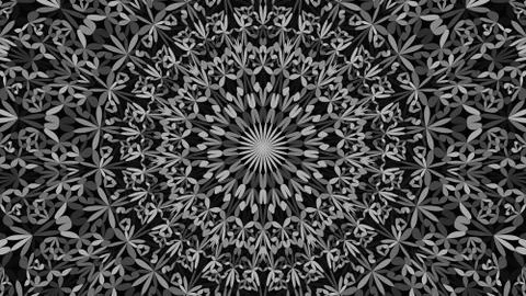 Grey botanical garden mandala pattern wallpaper - geometrical vector background Ilustração Stock
