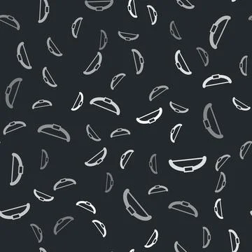 Grey Bow icon isolated seamless pattern on black background. Vector Stock Illustration