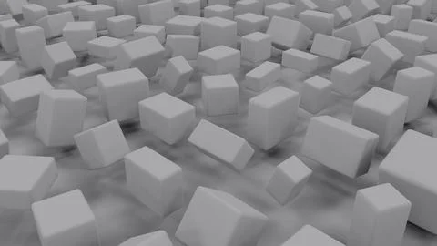 Grey boxes geometry graphics - randomize concept - abstract 3D rendering Stock Illustration