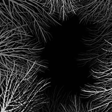 Grey branches. Dark background in modern style. Botanical background. Abstrac Illustrazione stock