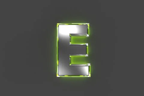 Grey brassy font - letter E isolated Stock-Illustration