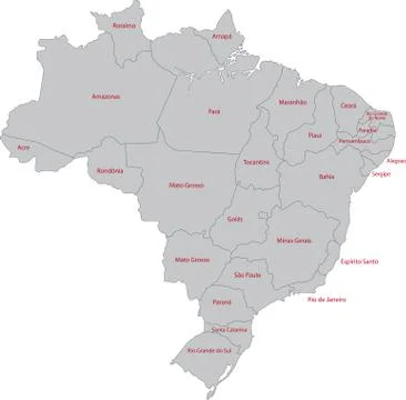 Grey brazil map Stock Illustration