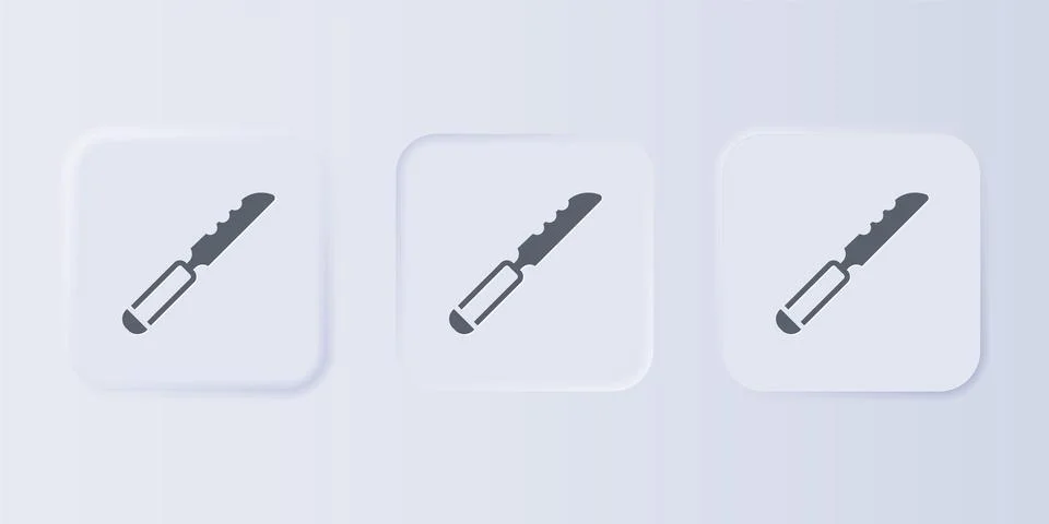 Grey Bread knife icon isolated on grey background. Cutlery symbol. Set icon.. Illustrazione stock