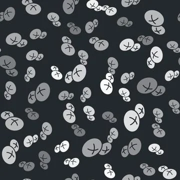 Grey Bread loaf icon isolated seamless pattern on black background. Vector 스톡 일러스트