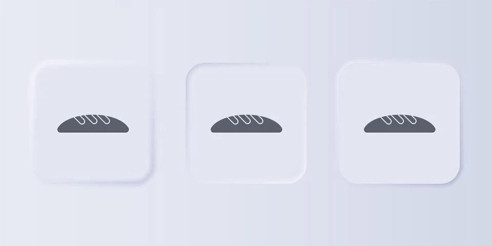 Grey Bread loaf icon isolated on grey background. Set icons in square butto.. Stock Illustration