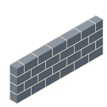 Grey brick isometric wall. Material for home repair. Construction of building Ilustración de archivo