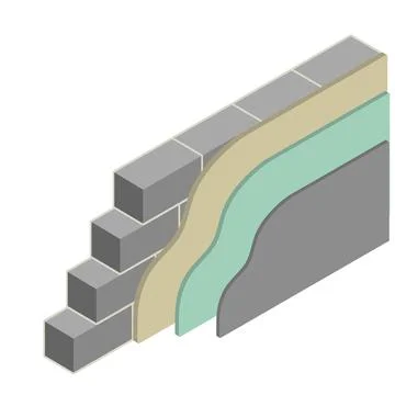 Grey brick wall of house. Element of building construction. イラスト素材