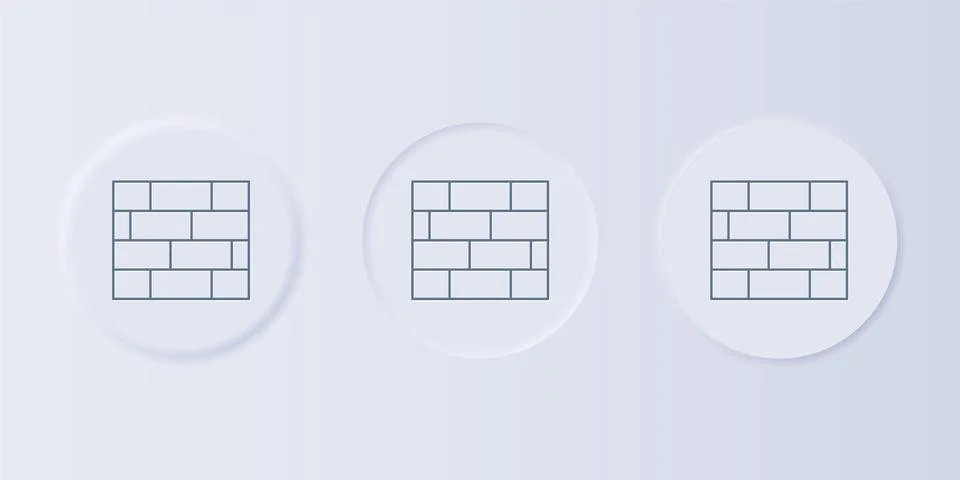 Grey Bricks icon isolated on grey background. Set icons in square buttons. .. Stock Illustration