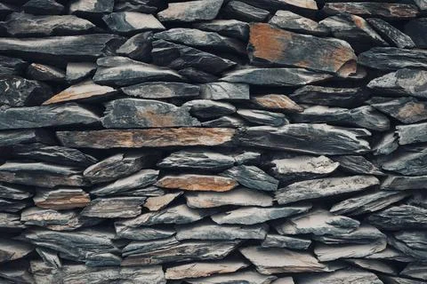 Grey bricks slate texture background . Slate wall texture Stock Photos