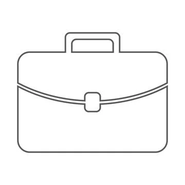 Grey briefcase vector line icon isolated on white background Stock Illustration