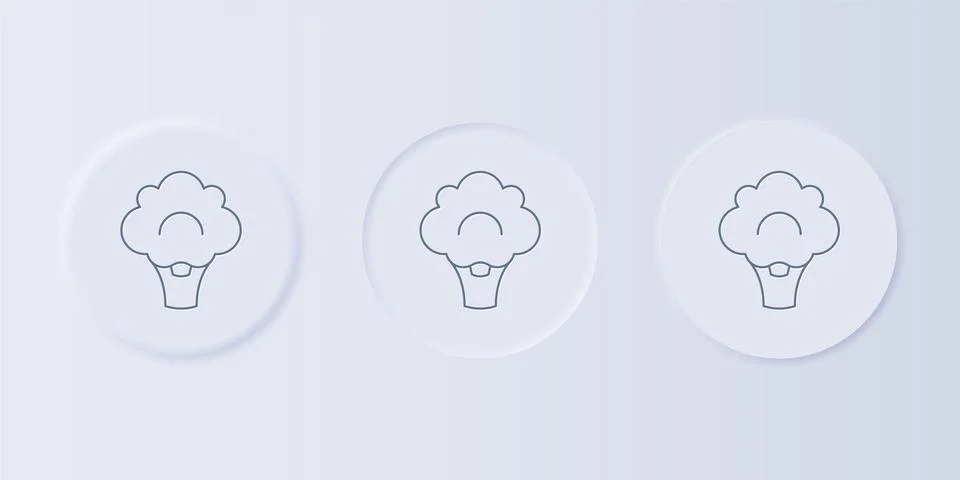 Grey Broccoli icon isolated on grey background. Set icons in square buttons.. Stock Illustration