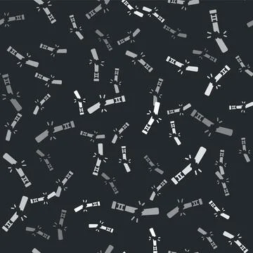 Grey Broken baseball bat icon isolated seamless pattern on black background イラスト素材