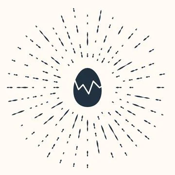 Grey Broken egg icon isolated on beige background. Happy Easter. Abstract circle Illustrazione stock