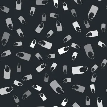 Grey Broken nail icon isolated seamless pattern on black background. Cracked Illustrazione stock
