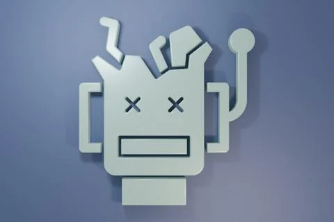 Grey Broken robot icon isolated on purple-blue background. Artificial intel.. 스톡 일러스트