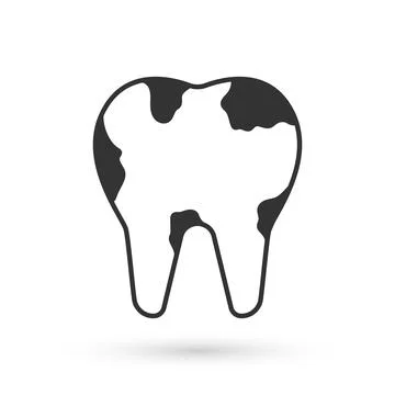 Grey Broken tooth icon isolated on white background. Dental problem icon. Dental Illustrazione stock