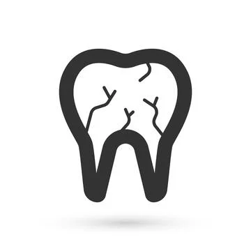Grey Broken tooth icon isolated on white background. Dental problem icon. Dental イラスト素材