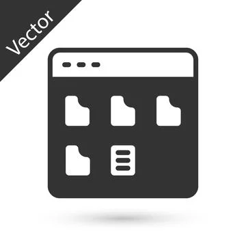 Grey Browser files icon isolated on white background. Vector Stock Illustration