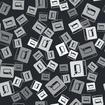 Grey Browser files icon isolated seamless pattern on black background. Vector Illustrazione stock
