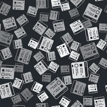 Grey Browser files icon isolated seamless pattern on black background. Vector Illustrazione stock