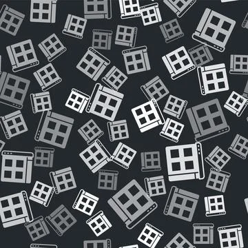 Grey Browser files icon isolated seamless pattern on black background. Vector Stock Illustration