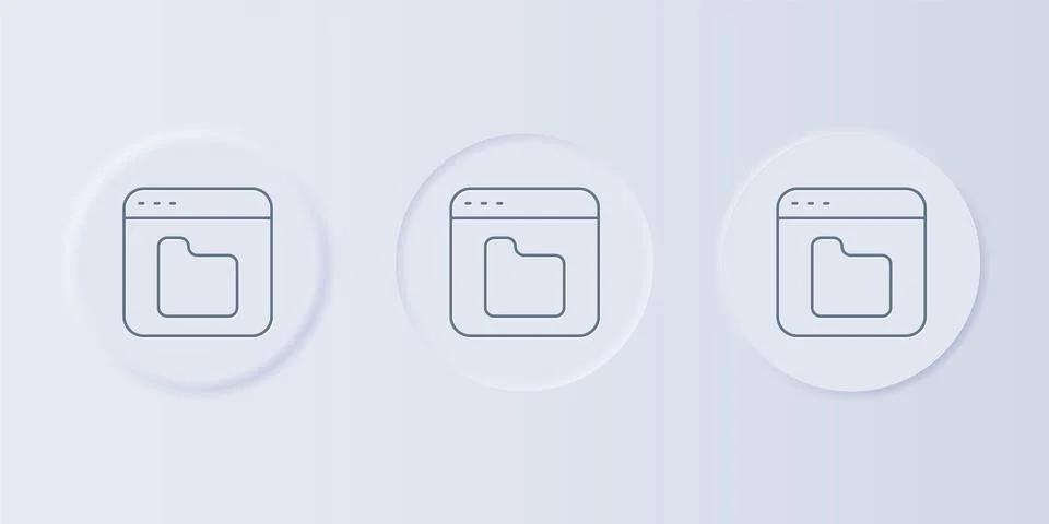 Grey Browser files icon isolated on grey background. Set icons in square bu.. 库存插图