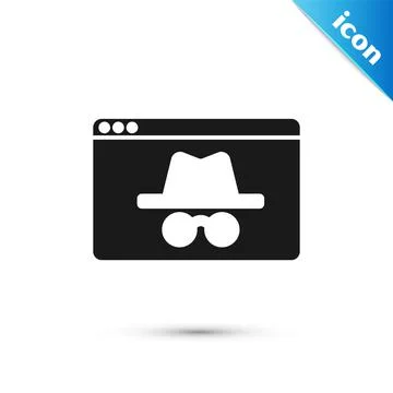 Grey Browser incognito window icon isolated on white background. Vector Stockillustratie